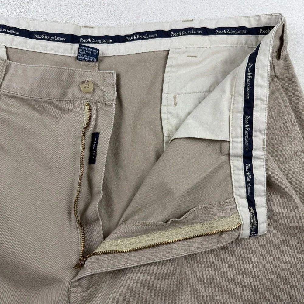 Polo Ralph Lauren Andrew Pants 42x32 Dbl‎ Pleated Chino Classic Fit Baggy Preppy